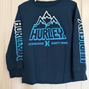 Hurley Navy Long-Sleeve Tee with Blue Mountain Graphic